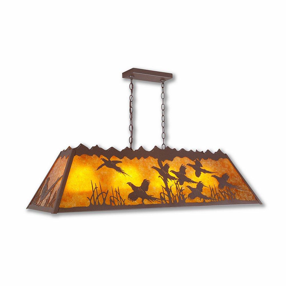 Rocky Mountain Billiard Light Large - Pheasant - Amber Mica Shade - Rustic Brown Finish