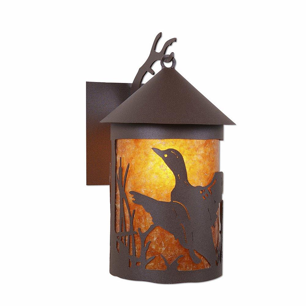 Cascade Lantern Sconce Mica Large - Loon - Amber Mica Shade - Rustic Brown Finish