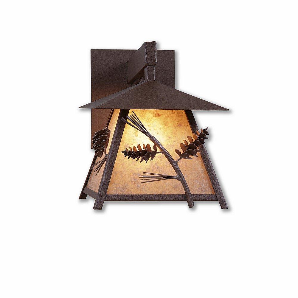Smoky Mountain Sconce Extra Small - Pine Cone - Almond Mica Shade - Rustic Brown Finish