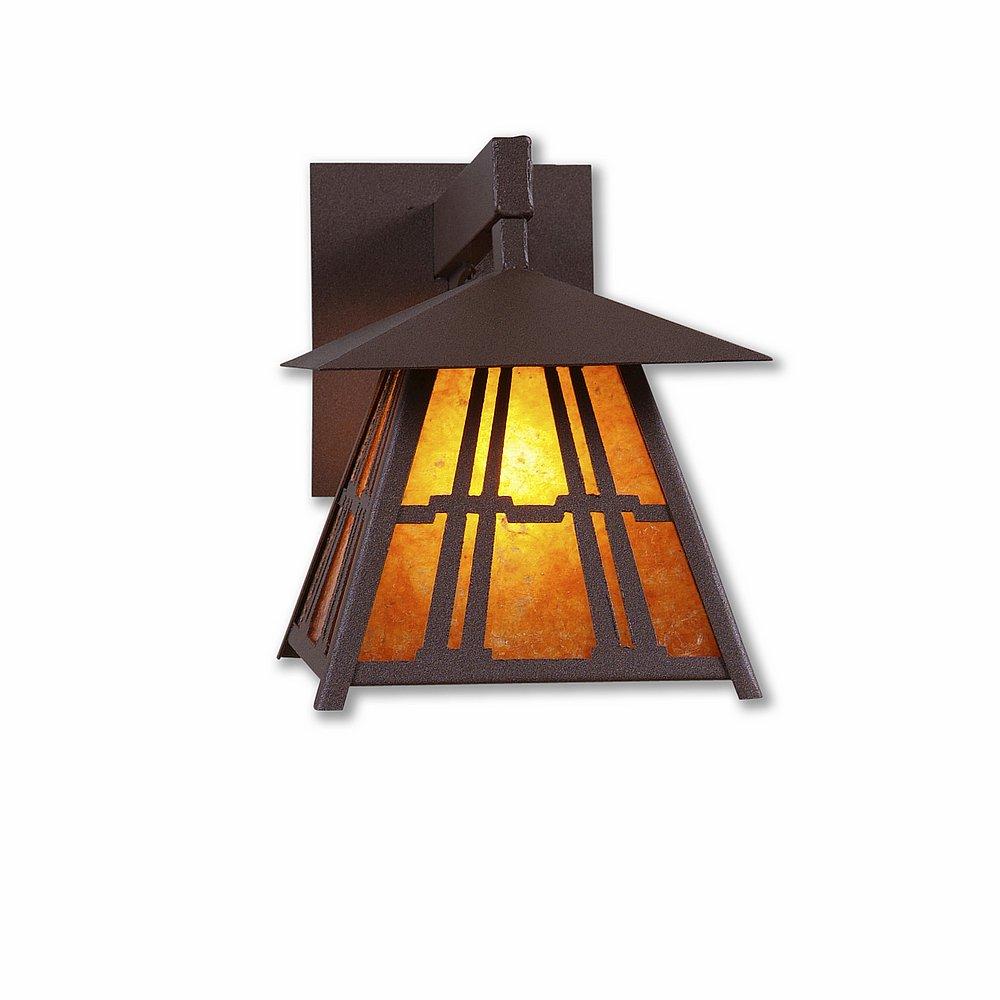 Smoky Mountain Sconce Extra Small - Eastlake - Amber Mica Shade - Rustic Brown Finish