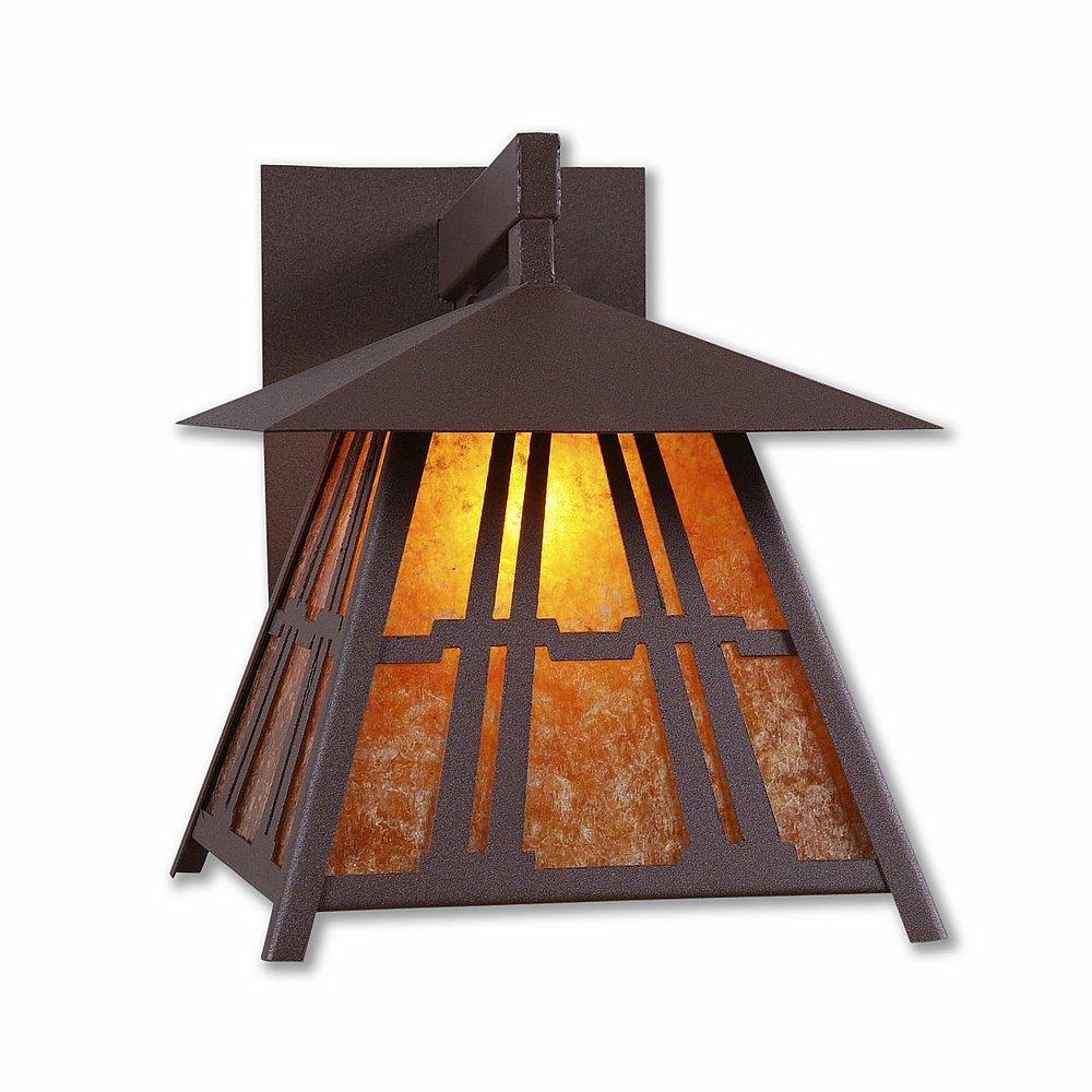 Smoky Mountain Sconce Large - Eastlake - Amber Mica Shade - Rustic Brown Finish