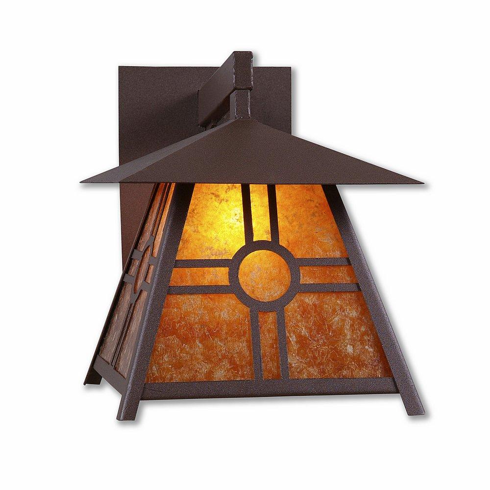 Smoky Mountain Sconce Large - Southview - Amber Mica Shade - Rustic Brown Finish