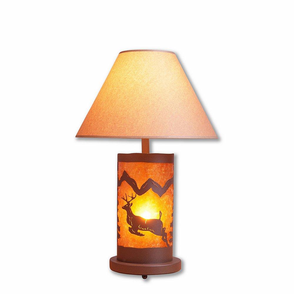 Cascade Table Lamp - Valley Deer - Amber Mica Shade - Rustic Brown Finish