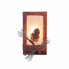 Avalanche Ranch Lighting A14920TS-04 - Wisley Single Sconce - Pine Cone - Tea Stain Glass Bowl - Pine Tree Green-Rust Patina base Finish