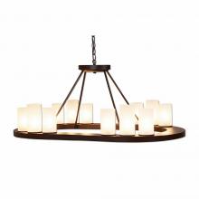 Avalanche Ranch Lighting A41301FC-28 - Wisley Chandelier Oval - Rustic Plain - Frosted Glass Bowl - Dark Bronze Metallic Finish