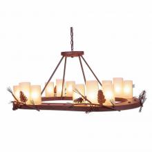 Avalanche Ranch Lighting A41320TS-04 - Wisley Chandelier Oval - Pine Cone - Tea Stain Glass Bowl - Pine Tree Green-Rust Patina base Finish
