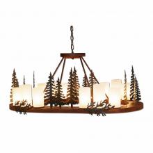 Avalanche Ranch Lighting A41343FC-03 - Wisley Chandelier Oval - Cedar Tree - Frosted Glass Bowl - Cedar Green-Rust Patina base Finish