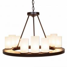 Avalanche Ranch Lighting A41401FC-28 - Wisley Chandelierd Large - Rustic Plain - Frosted Glass Bowl - Dark Bronze Metallic Finish