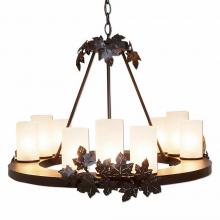 Avalanche Ranch Lighting A41405FC-28 - Wisley Chandelierd Large - Maple Leaf - Frosted Glass Bowl - Dark Bronze Metallic Finish