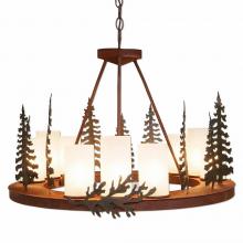 Avalanche Ranch Lighting A41443FC-03 - Wisley Chandelierd Large - Cedar Tree - Frosted Glass Bowl - Cedar Green-Rust Patina base Finish