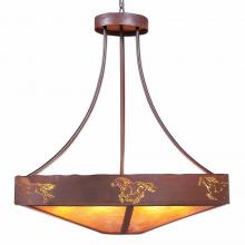 Avalanche Ranch Lighting A42559AM-HR-02 - Ridgemont Chandelier Large - Shade Bottom - Horse Cutout - Amber Mica Shade - Rust Patina Finish
