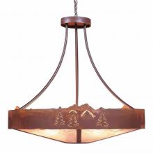 Avalanche Ranch Lighting A42645AL-HR-02 - Ridgemont Chandelier Extra Large - Shade Bottom - Mountain-Pine Tree Cutouts - Almond Mica Shade