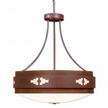 Avalanche Ranch Lighting A42784FC-02 - Northridge Chandelier Large - Pueblo - Frosted Glass Bowl - Rust Patina Finish