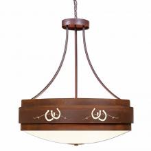 Avalanche Ranch Lighting A42786FC-02 - Northridge Chandelier Large - Barb Wire and Horseshoe Cutout - Frosted Glass Bowl