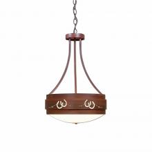 Avalanche Ranch Lighting A44986FC-02 - Northridge Foyer Chandelier Large - Barb Wire and Horseshoe Cutout - Frosted Glass Bowl