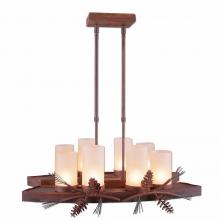 Avalanche Ranch Lighting A46120TS-04 - Wisley Kitchen Island Light - Pine Cone - Tea Stain Glass Bowl - Pine Tree Green