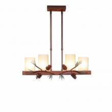 Avalanche Ranch Lighting A46920TS-04 - Wisley Kitchen Island Light 24w - Pine Cone - Tea Stain Glass Bowl - Pine Tree Green