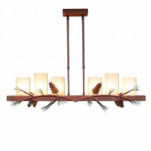 Avalanche Ranch Lighting A47020TS-04 - Wisley Kitchen Island Light 36w - Pine Cone - Tea Stain Glass Bowl - Pine Tree Green