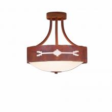 Avalanche Ranch Lighting A48885FC-02 - Ridgemont Semi-Flush Medium - Del Rio - Frosted Glass Bowl - Rust Patina Finish