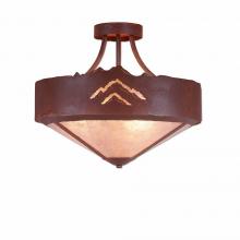 Avalanche Ranch Lighting A49141AL-HR-02 - Ridgemont Semi-Flush Large Short - Shade Bottom - Mountain - Almond Mica Shade - Rust Patina Finish