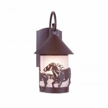 Avalanche Ranch Lighting A51437FC-27 - Vista Lantern Sconce - Horse - Frosted Glass Bowl - Rustic Brown Finish