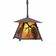 Avalanche Ranch Lighting M23540AM-ST-27 - Smoky Mountain Pendant Extra Small- Spruce Cone - Amber Mica Shade - Rustic Brown Finish