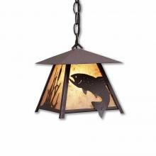 Avalanche Ranch Lighting M23581AL-CH-27 - Smoky Mountain Pendant Small - Trout - Almond Mica Shade - Rustic Brown Finish - Chain