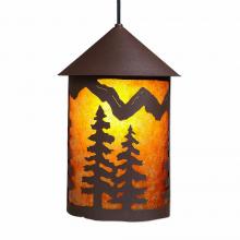 Avalanche Ranch Lighting M24614AM-ST-27 - Cascade Pendant Large - Spruce Tree - Amber Mica Shade - Rustic Brown Finish - Adjustable Stem