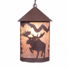 Avalanche Ranch Lighting M24622AL-CH-27 - Cascade Pendant Large - Alaska Moose - Almond Mica Shade - Rustic Brown Finish - Chain