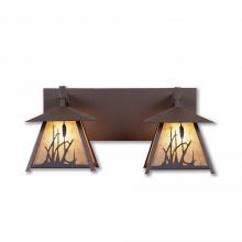 Avalanche Ranch Lighting M35265AL-27 - Smoky Mountain Double Bath Vanity Light - Cattails - Almond Mica Shade - Rustic Brown Finish