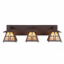 Avalanche Ranch Lighting M35373AL-27 - Smoky Mountain Triple Bath Vanity Light - Westhill - Almond Mica Shade - Rustic Brown Finish