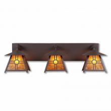 Avalanche Ranch Lighting M35374AM-27 - Smoky Mountain Triple Bath Vanity Light - Southview - Amber Mica Shade - Rustic Brown Finish