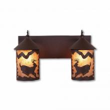 Avalanche Ranch Lighting M38230AL-27 - Cascade Double Bath Vanity Light - Mountain Deer - Almond Mica Shade - Rustic Brown Finish