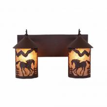 Avalanche Ranch Lighting M38235AL-27 - Cascade Double Bath Vanity Light - Mountain Horse - Almond Mica Shade - Rustic Brown Finish