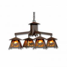 Avalanche Ranch Lighting M41430AM-27 - Smoky Mountain 4 Light Chandelier - Mountain Deer - Amber Mica Shade - Rustic Brown Finish