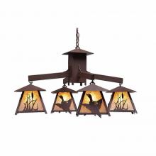 Avalanche Ranch Lighting M41464AL-27 - Smoky Mountain 4 Light Chandelier - Loon - Almond Mica Shade - Rustic Brown Finish