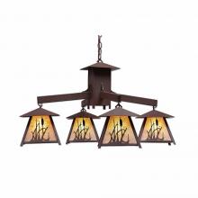 Avalanche Ranch Lighting M41465AL-27 - Smoky Mountain 4 Light Chandelier - Cattails - Almond Mica Shade - Rustic Brown Finish
