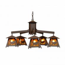Avalanche Ranch Lighting M41530AM-27 - Smoky Mountain 5 Light Chandelier - Mountain Deer - Amber Mica Shade - Rustic Brown Finish
