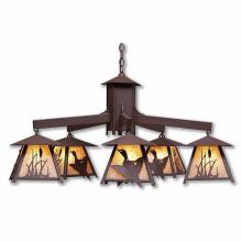 Avalanche Ranch Lighting M41564AL-27 - Smoky Mountain 5 Light Chandelier - Loon - Almond Mica Shade - Rustic Brown Finish