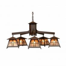Avalanche Ranch Lighting M41573AL-27 - Smoky Mountain 5 Light Chandelier - Westhill - Almond Mica Shade - Rustic Brown Finish