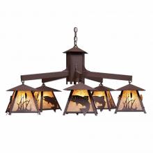 Avalanche Ranch Lighting M41581AL-27 - Smoky Mountain 5 Light Chandelier - Trout - Almond Mica Shade - Rustic Brown Finish