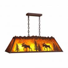 Avalanche Ranch Lighting M45427AM-27 - Rocky Mountain Billiard Light Small - Mountain Moose - Amber Mica Shade - Rustic Brown Finish