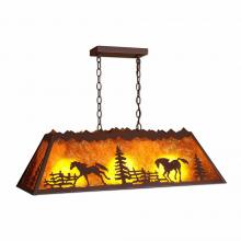Avalanche Ranch Lighting M45435AM-27 - Rocky Mountain Billiard Light Small - Mountain Horse - Amber Mica Shade - Rustic Brown Finish