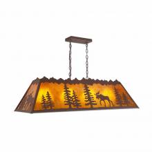 Avalanche Ranch Lighting M45527AM-27 - Rocky Mountain Billiard Light Large - Mountain Moose - Amber Mica Shade - Rustic Brown Finish