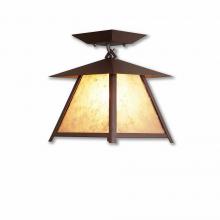 Avalanche Ranch Lighting M47501AL-27 - Smoky Mountain Close-to-Ceiling Small - Rustic Plain - Almond Mica Shade - Rustic Brown Finish