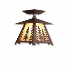 Avalanche Ranch Lighting M47514AL-27 - Smoky Mountain Close-to-Ceiling Small - Spruce Tree - Almond Mica Shade - Rustic Brown Finish