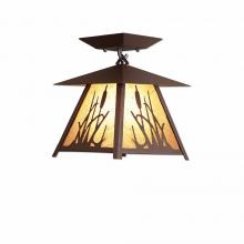 Avalanche Ranch Lighting M47565AL-27 - Smoky Mountain Close-to-Ceiling Small - Cattails - Almond Mica Shade - Rustic Brown Finish