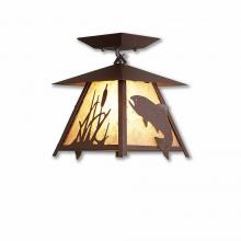 Avalanche Ranch Lighting M47581AL-27 - Smoky Mountain Close-to-Ceiling Small - Trout - Almond Mica Shade - Rustic Brown Finish