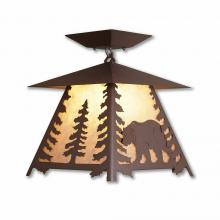 Avalanche Ranch Lighting M47625AL-27 - Smoky Mountain Close-to-Ceiling Large - Mountain Bear - Almond Mica Shade - Rustic Brown Finish