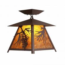 Avalanche Ranch Lighting M47640AM-27 - Smoky Mountain Close-to-Ceiling Large - Spruce Cone - Amber Mica Shade - Rustic Brown Finish